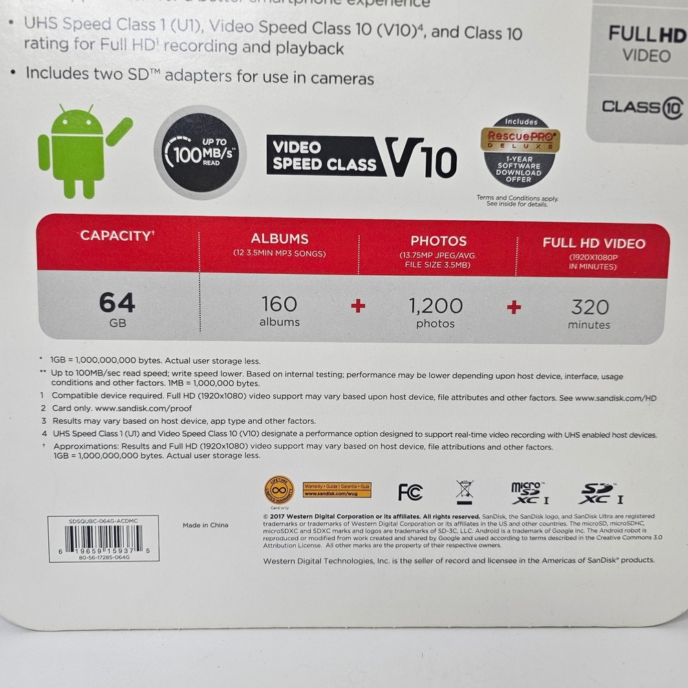 SanDisk Ultra PLUS 64GB microSDXC UHS-I Card 2-Pack with SD Adapters 100MB/s A1 - Picture 6 of 8